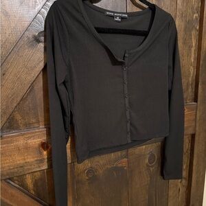 HYFVE Black Cropped Button-Down Shirt
